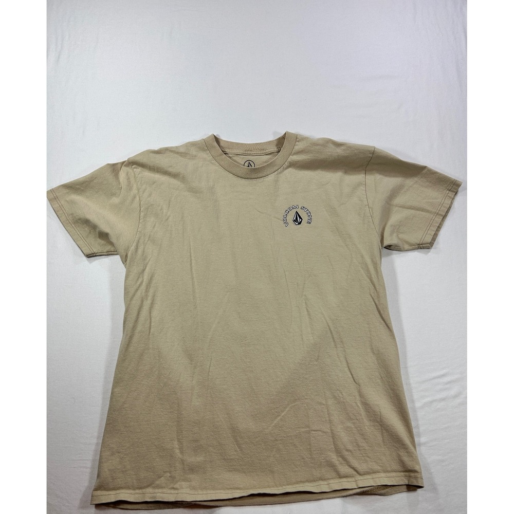 Volcom Stone Mens Large Tan Graphic T-Shirt Costa Mesa California 1991 Cotton